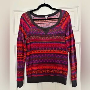 Splendid Fair Isle Henley Thermal Long Sleeve Top size small